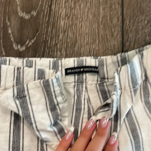 Brandy, Melville, pants, white, and dark blue vertical stripes - Picture 2 of 2
